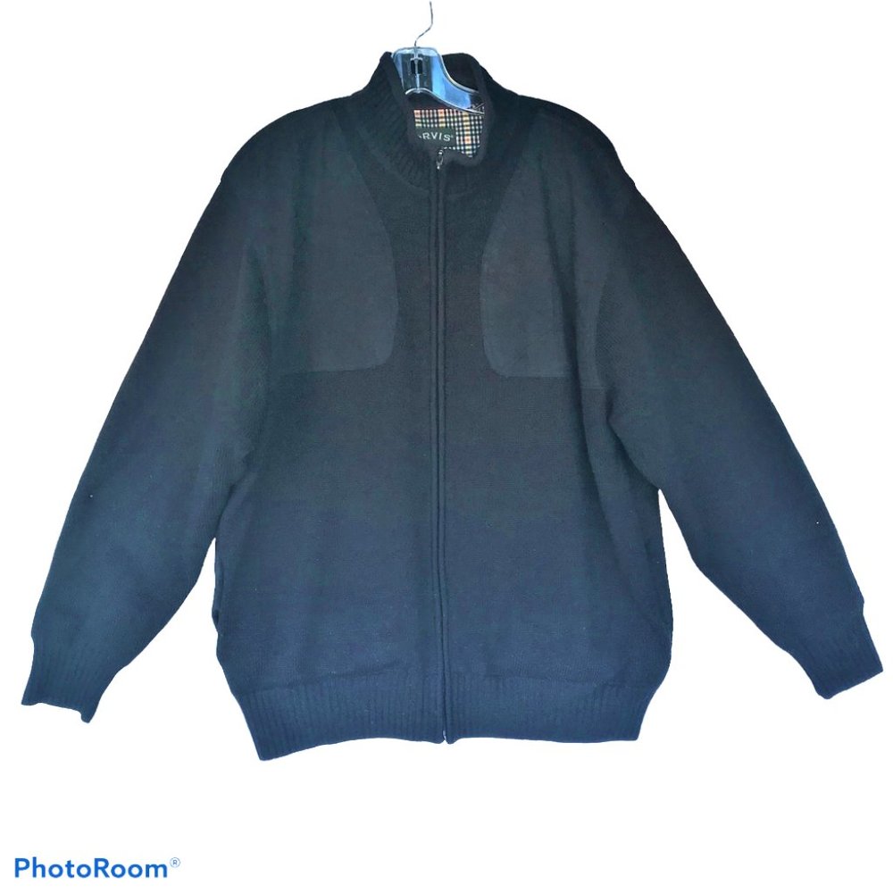 ORVIS Mens M Black Wool Sweater Knit Jacket Full Zip